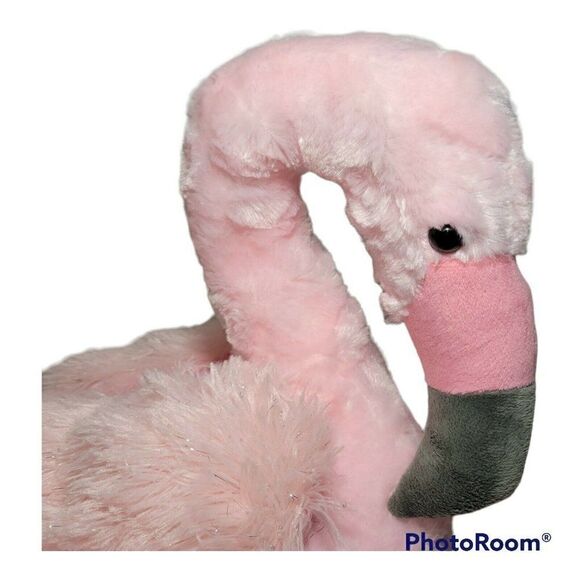 Pink Flamingo 25" Plush Stuffed Animal Sitting Shelf Chair Sitter Sparkle Wings - Picture 5 of 12